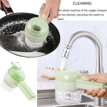 5 in 1 Auto Vegetable Chopper Set, Electric  Cutter with Egg & Cream Beater and Clean Brush, Mini Handheld Electric Food Chopper