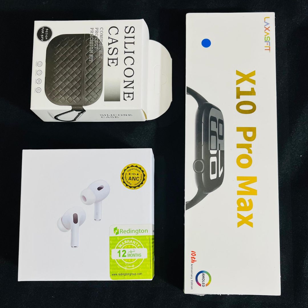 Smartwatch + AirPods Pro 2 + Silicone Pouch - Combo Deal - Free Cash On Delivery